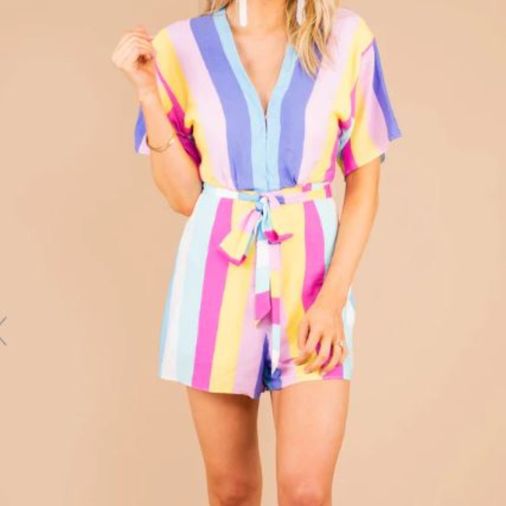 Buddy Love Striped Romper - Size Small